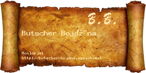 Butscher Bojána névjegykártya